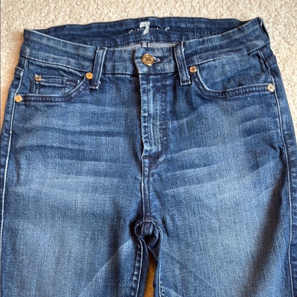 7 for all Mankind Mid Rise Skinny Blue Jeans Size 26